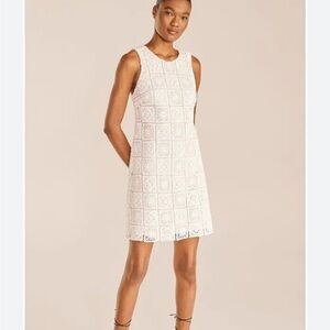 NWT Rebecca Taylor dress macrame lace shift white mini dress size 4 y2k